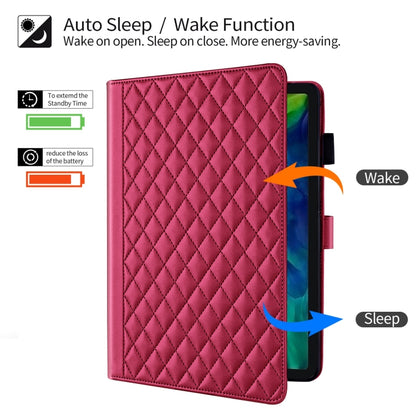 For iPad Pro 11 2022 / 2021 / 2020 Rhombus Lattice Leather Smart Tablet Case(Red) - iPad Pro 11 (2022/2021) Cases by buy2fix | Online Shopping UK | buy2fix