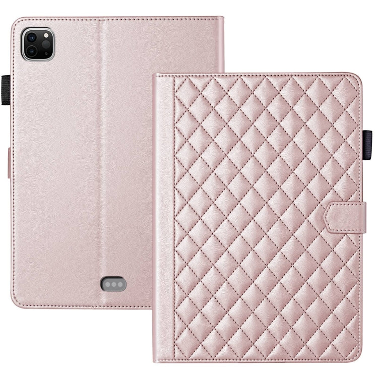 For iPad Pro 11 2022 / 2021 / 2020 Rhombus Lattice Leather Smart Tablet Case(Rose Gold) - iPad Pro 11 (2022/2021) Cases by buy2fix | Online Shopping UK | buy2fix