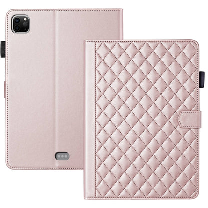 For iPad Pro 11 2022 / 2021 / 2020 Rhombus Lattice Leather Smart Tablet Case(Rose Gold) - iPad Pro 11 (2022/2021) Cases by buy2fix | Online Shopping UK | buy2fix