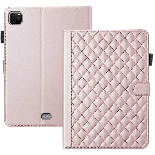 For iPad Pro 11 2022 / 2021 / 2020 Rhombus Lattice Leather Smart Tablet Case(Rose Gold) - iPad Pro 11 (2022/2021) Cases by buy2fix | Online Shopping UK | buy2fix