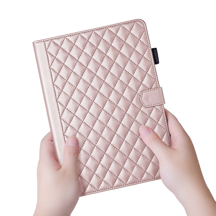 For iPad Pro 11 2022 / 2021 / 2020 Rhombus Lattice Leather Smart Tablet Case(Rose Gold) - iPad Pro 11 (2022/2021) Cases by buy2fix | Online Shopping UK | buy2fix