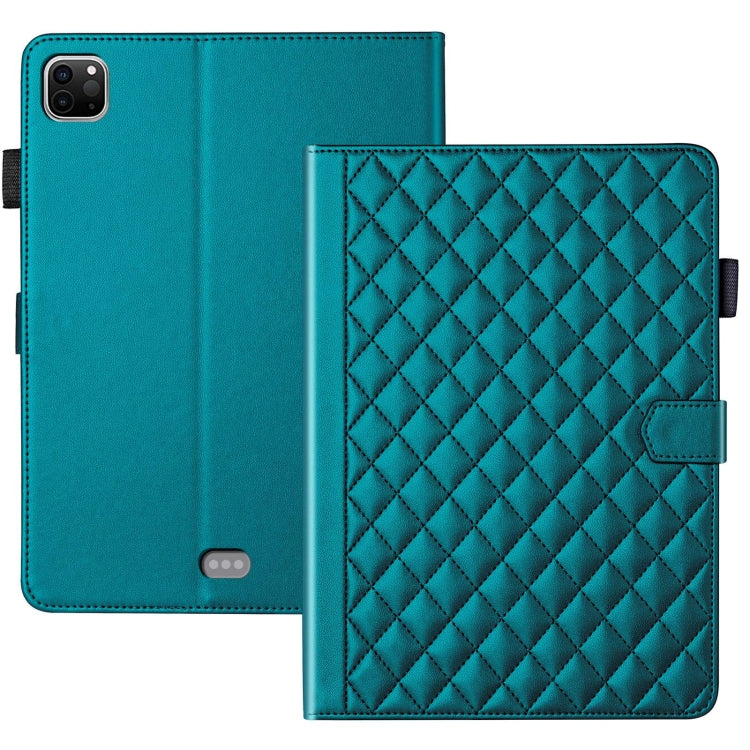 For iPad Pro 11 2022 / 2021 / 2020 Rhombus Lattice Leather Smart Tablet Case(Dark Green) - iPad Pro 11 (2022/2021) Cases by buy2fix | Online Shopping UK | buy2fix