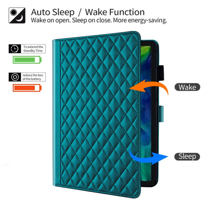 For iPad Pro 11 2022 / 2021 / 2020 Rhombus Lattice Leather Smart Tablet Case(Dark Green) - iPad Pro 11 (2022/2021) Cases by buy2fix | Online Shopping UK | buy2fix