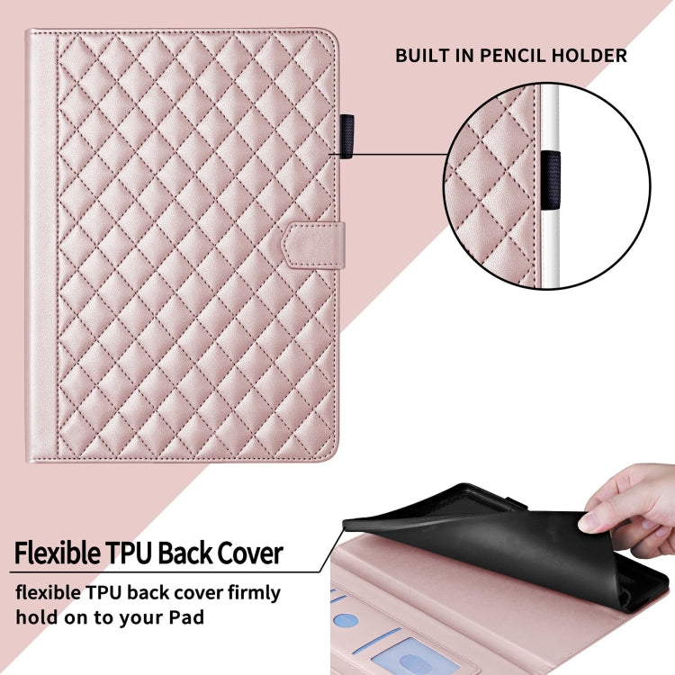 For iPad 2025 / 2022 Rhombus Lattice Leather Smart Tablet Case(Rose Gold) - iPad 2025 / 2022 Cases by buy2fix | Online Shopping UK | buy2fix