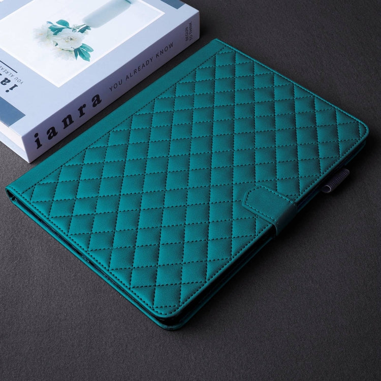 For iPad 2025 / 2022 Rhombus Lattice Leather Smart Tablet Case(Dark Green) - iPad 2025 / 2022 Cases by buy2fix | Online Shopping UK | buy2fix