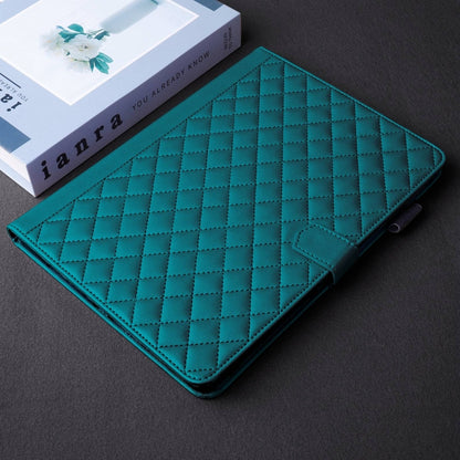 For iPad 2025 / 2022 Rhombus Lattice Leather Smart Tablet Case(Dark Green) - iPad 2025 / 2022 Cases by buy2fix | Online Shopping UK | buy2fix