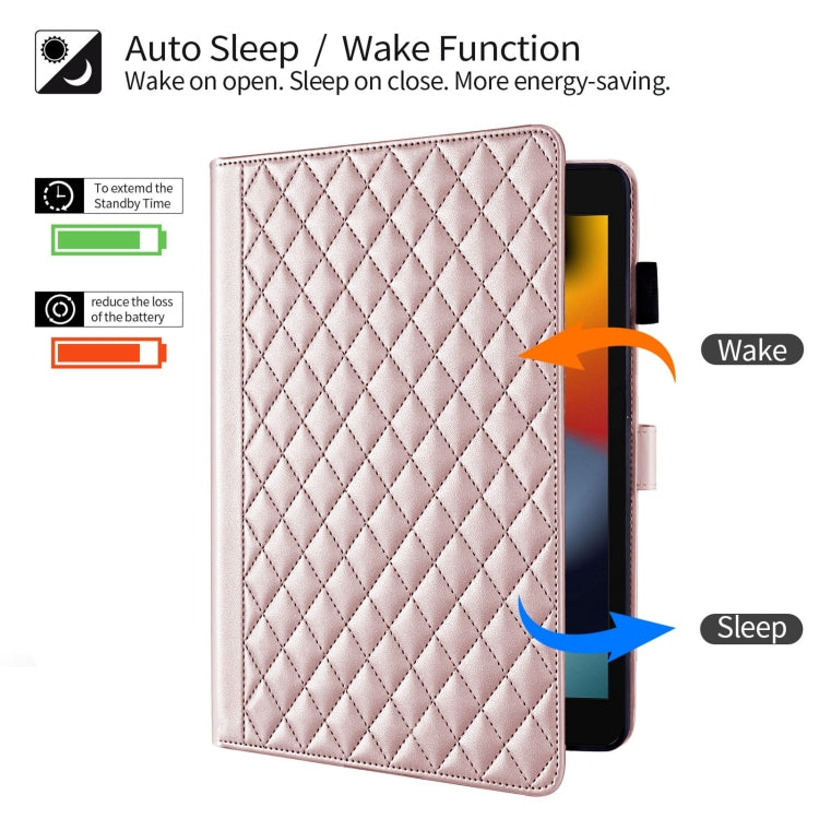 For iPad 10.2 2021 / 2020 / 10.5  Rhombus Lattice Leather Smart Tablet Case(Rose Gold) - iPad 10.2 Cases by buy2fix | Online Shopping UK | buy2fix
