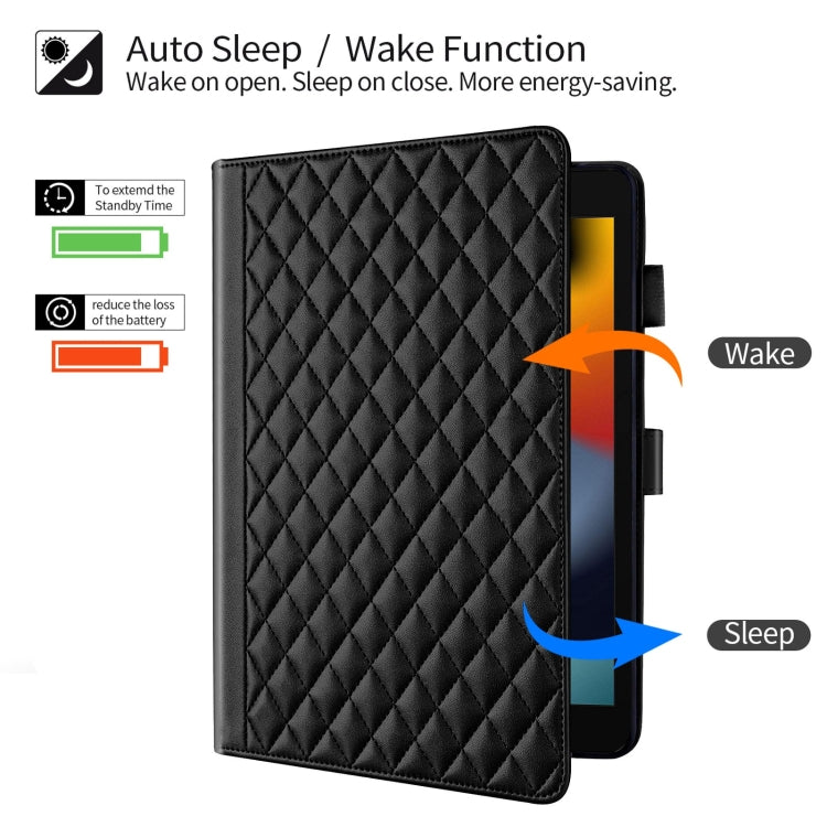 For iPad 10.2 2021 / 2020 / 10.5  Rhombus Lattice Leather Smart Tablet Case(Black) - iPad 10.2 Cases by buy2fix | Online Shopping UK | buy2fix