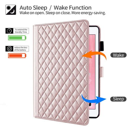 For iPad Air / Air 2 / 9.7 2017 / 2018 Rhombus Lattice Leather Smart Tablet Case(Rose Gold) - iPad 9.7 (2018) & (2017) Cases by buy2fix | Online Shopping UK | buy2fix