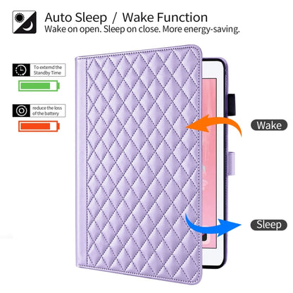 For iPad Air / Air 2 / 9.7 2017 / 2018 Rhombus Lattice Leather Smart Tablet Case(Purple) - iPad 9.7 (2018) & (2017) Cases by buy2fix | Online Shopping UK | buy2fix