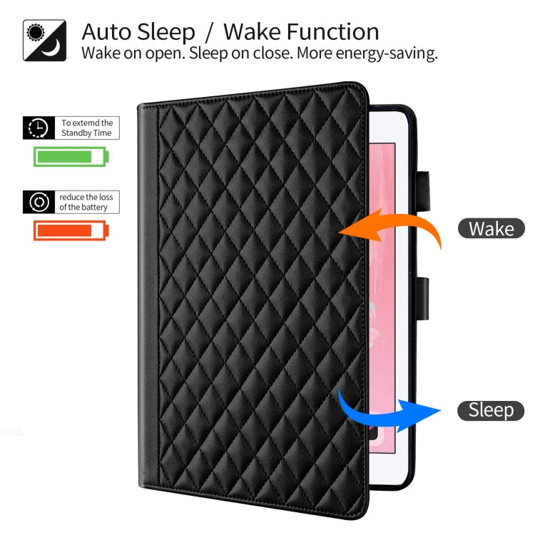 For iPad Air / Air 2 / 9.7 2017 / 2018 Rhombus Lattice Leather Smart Tablet Case(Black) - iPad 9.7 (2018) & (2017) Cases by buy2fix | Online Shopping UK | buy2fix