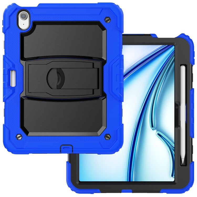 For iPad Air 11 2024 Silicone Hydric PC Tablet Case with Shoulder Strap & Holder(Blue) - iPad Air 11 2024 Cases by buy2fix | Online Shopping UK | buy2fix