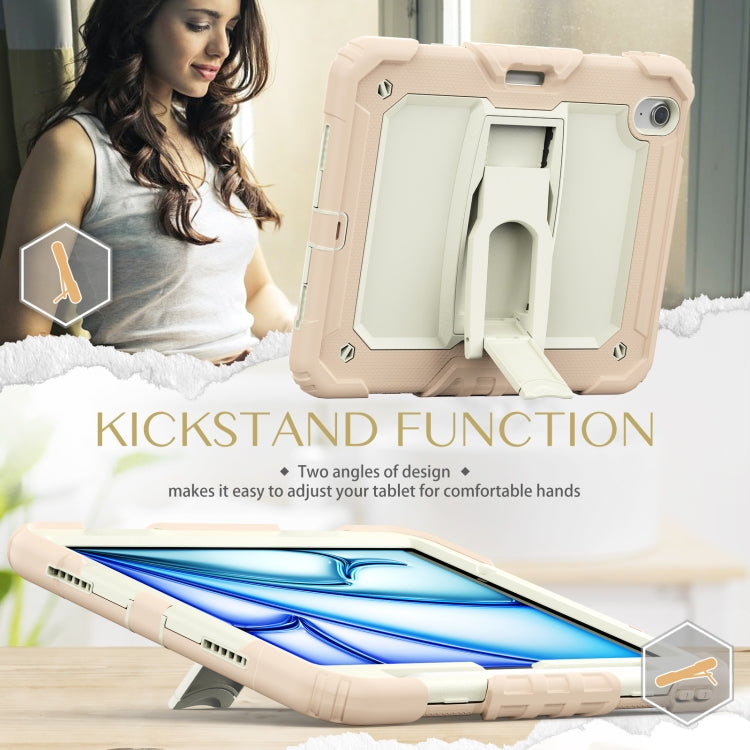 For iPad Air 11 2024 Silicone Hydric PC Tablet Case with Shoulder Strap & Holder(Rose Gold) - iPad Air 11 2024 Cases by buy2fix | Online Shopping UK | buy2fix