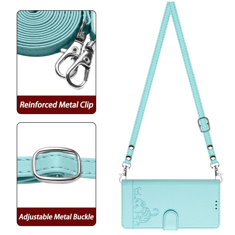 For Blackview A53 Cat Rat Embossed Pattern RFID Leather Phone Case with Lanyard(Mint Green) - More Brand by buy2fix | Online Shopping UK | buy2fix