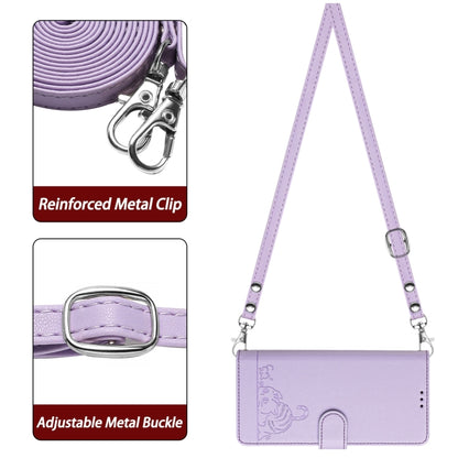 For Blackview A53 Cat Rat Embossed Pattern RFID Leather Phone Case with Lanyard(Purple) - More Brand by buy2fix | Online Shopping UK | buy2fix