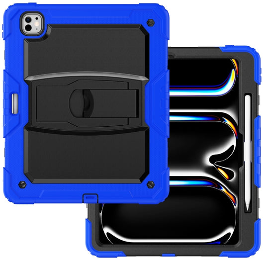 For iPad Pro 13 2025 / 2024 Silicone Hydric PC Tablet Case with Shoulder Strap & Holder(Blue) by buy2fix