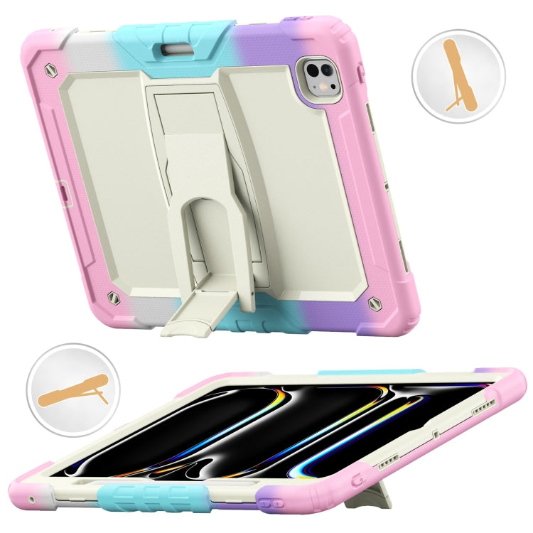 For iPad Pro 13 2024 Silicone Hydric PC Tablet Case with Shoulder Strap & Holder(Camouflage Pink) - iPad Pro 13 2024 Cases by buy2fix | Online Shopping UK | buy2fix