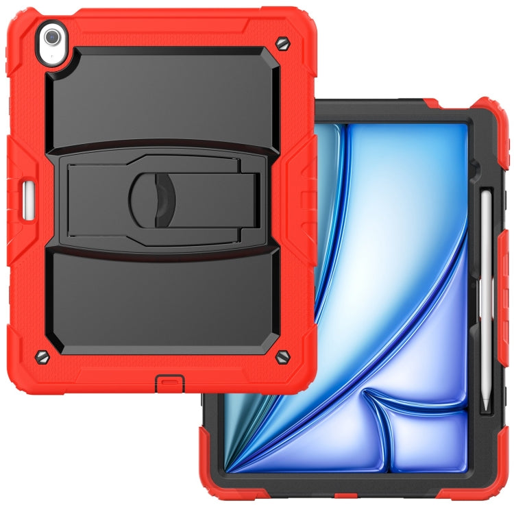 For iPad Air 13 2024 Silicone Hydric PC Tablet Case with Shoulder Strap & Holder(Red) - iPad Air 13 2024 Cases by buy2fix | Online Shopping UK | buy2fix