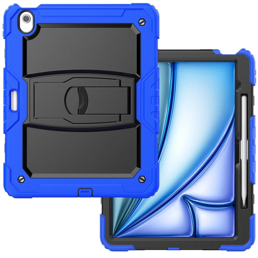 For iPad Air 13 2025 / 2024 Silicone Hydric PC Tablet Case with Shoulder Strap & Holder(Blue) by buy2fix