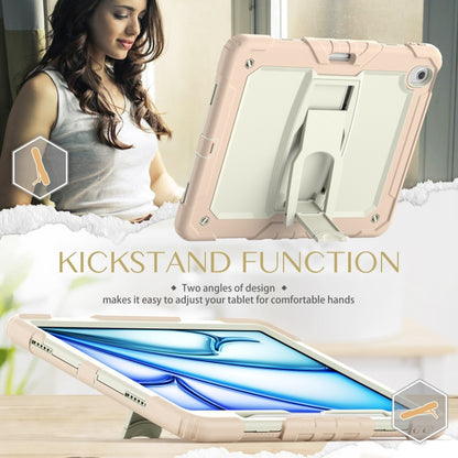 For iPad Air 13 2025 / 2024 Silicone Hydric PC Tablet Case with Shoulder Strap & Holder(Beige Rose Gold) by buy2fix