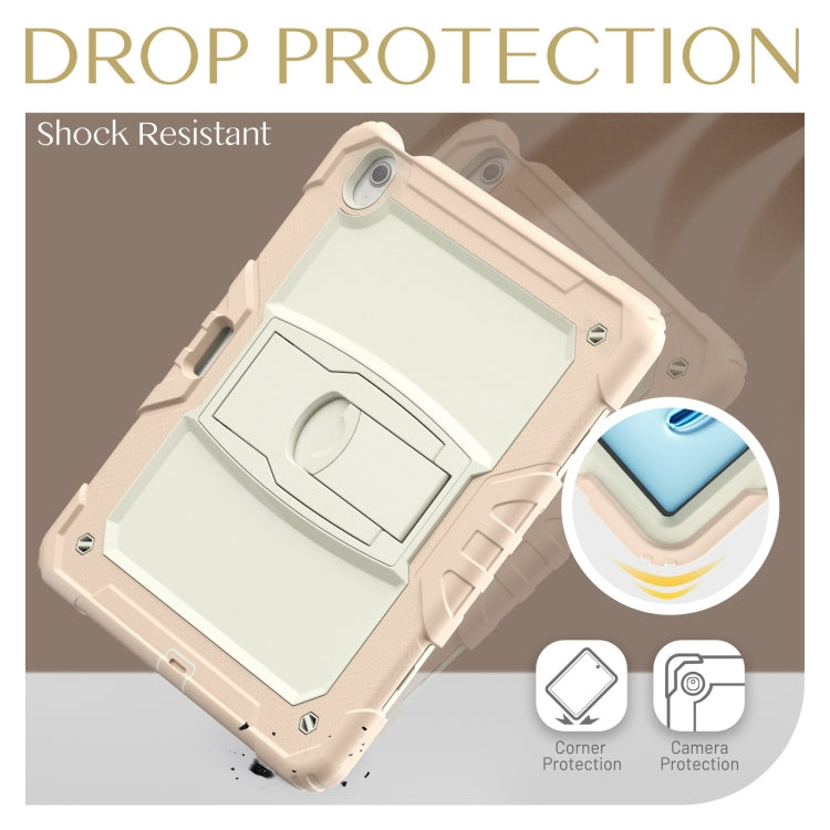 For iPad Air 13 2025 / 2024 Silicone Hydric PC Tablet Case with Shoulder Strap & Holder(Beige Rose Gold) by buy2fix