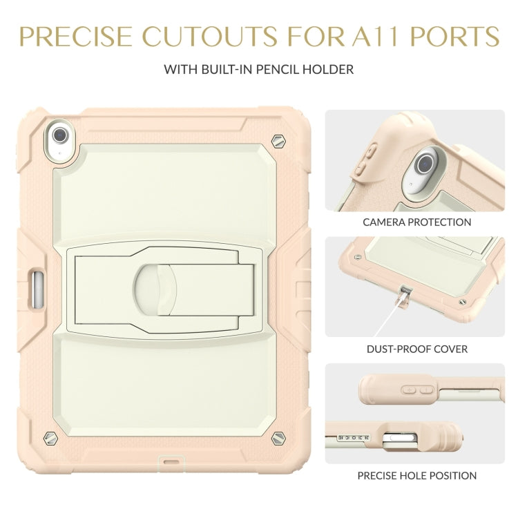 For iPad Air 13 2025 / 2024 Silicone Hydric PC Tablet Case with Shoulder Strap & Holder(Beige Rose Gold) by buy2fix