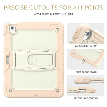 For iPad Air 13 2025 / 2024 Silicone Hydric PC Tablet Case with Shoulder Strap & Holder(Beige Rose Gold) by buy2fix