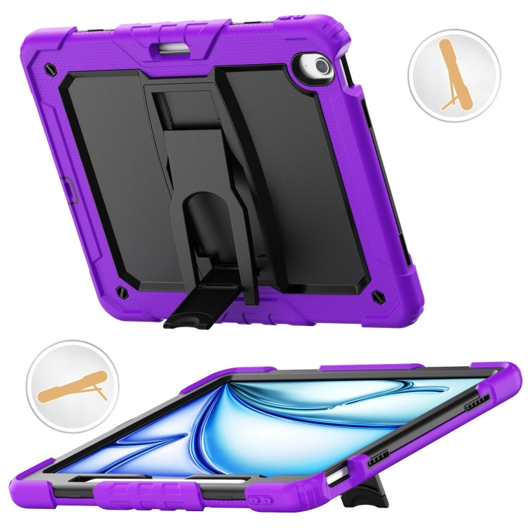 For iPad Air 13 2025 / 2024 Silicone Hydric PC Tablet Case with Shoulder Strap & Holder(Purple) by buy2fix