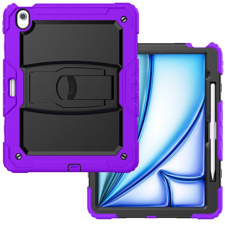 For iPad Air 13 2025 / 2024 Silicone Hydric PC Tablet Case with Shoulder Strap & Holder(Purple) by buy2fix