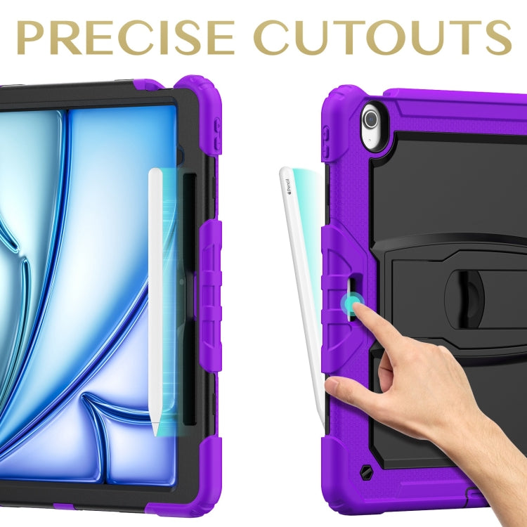 For iPad Air 13 2025 / 2024 Silicone Hydric PC Tablet Case with Shoulder Strap & Holder(Purple) by buy2fix