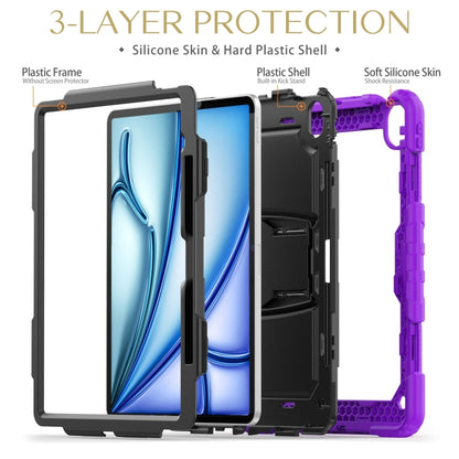 For iPad Air 13 2025 / 2024 Silicone Hydric PC Tablet Case with Shoulder Strap & Holder(Purple) by buy2fix