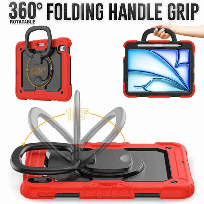 For iPad Air 11 2024 Handle Silicone Hydric PC Tablet Case with Shoulder Strap(Red) - iPad Air 11 2024 Cases by buy2fix | Online Shopping UK | buy2fix