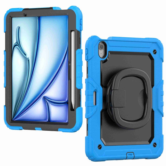 For iPad Air 11 2025 / 2024 Handle Silicone Hydric PC Tablet Case with Shoulder Strap(Light Blue) by buy2fix