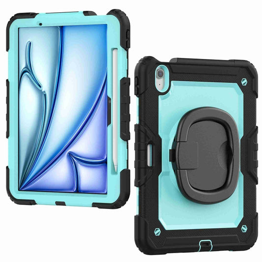 For iPad Air 11 2025 / 2024 Handle Silicone Hydric PC Tablet Case with Shoulder Strap(Light Blue PC) by buy2fix