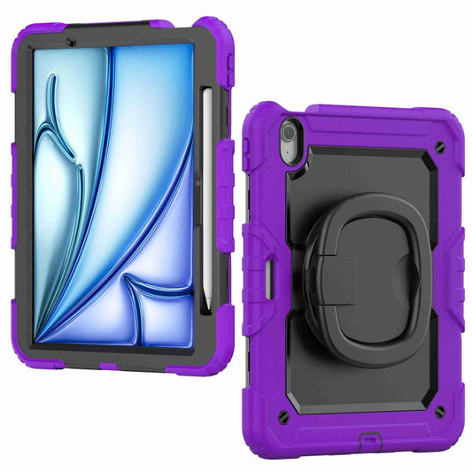 For iPad Air 11 2025 / 2024 Handle Silicone Hydric PC Tablet Case with Shoulder Strap(Purple) by buy2fix