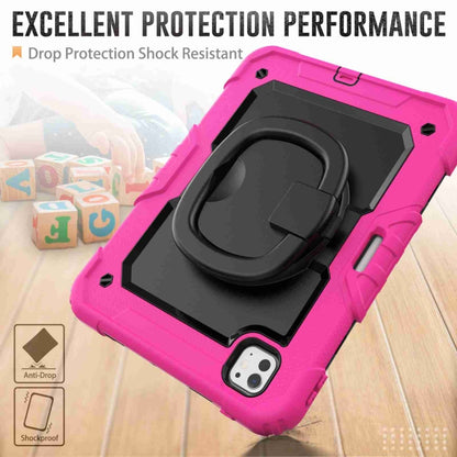 For iPad Pro 11 2024 Handle Silicone Hydric PC Tablet Case with Shoulder Strap(Rose Red) - iPad Pro 11 2024 Cases by buy2fix | Online Shopping UK | buy2fix