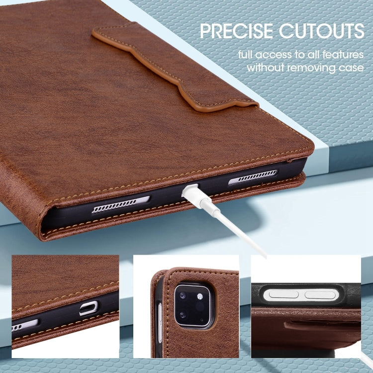 For iPad Pro 12.9 2022 / 2021 / 2020 / 2018 Cat Buckle Leather Smart Tablet Case(Brown) - iPad Pro 12.9 (2022/2021) Cases by buy2fix | Online Shopping UK | buy2fix