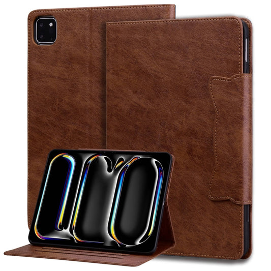 For iPad Pro 11 2025 / 2024 Cat Buckle Leather Smart Tablet Case(Brown) by buy2fix