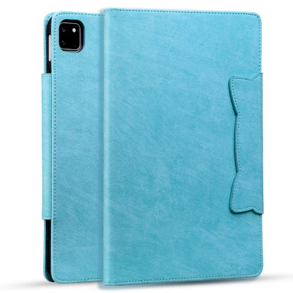 For iPad Pro 13 2024 Cat Buckle Leather Smart Tablet Case(Sky Blue) - iPad Pro 13 2024 Cases by buy2fix | Online Shopping UK | buy2fix