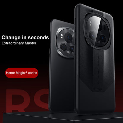 For Honor Magic6 Pro SULADA Splicing Plain Leather PC Shockproof Phone Case(White) by SULADA