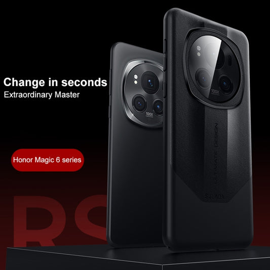 For Honor Magic6 Pro SULADA Splicing Plain Leather PC Shockproof Phone Case(Black) - Honor Cases by SULADA | Online Shopping UK | buy2fix