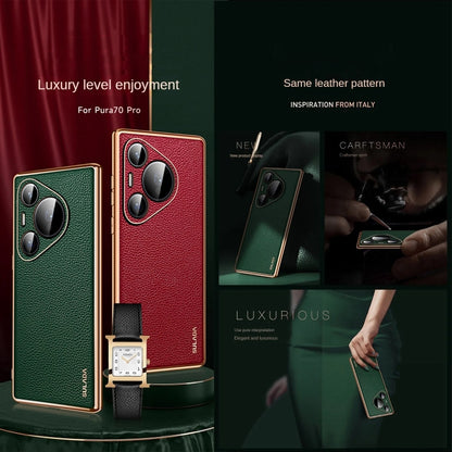 For Huawei Pura 70 Ultra SULADA TPU + Litchi Texture Leather Phone Case(Green) - Huawei Cases by SULADA | Online Shopping UK | buy2fix