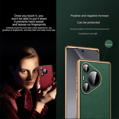For Huawei Pura 70 Ultra SULADA TPU + Litchi Texture Leather Phone Case(Green) - Huawei Cases by SULADA | Online Shopping UK | buy2fix