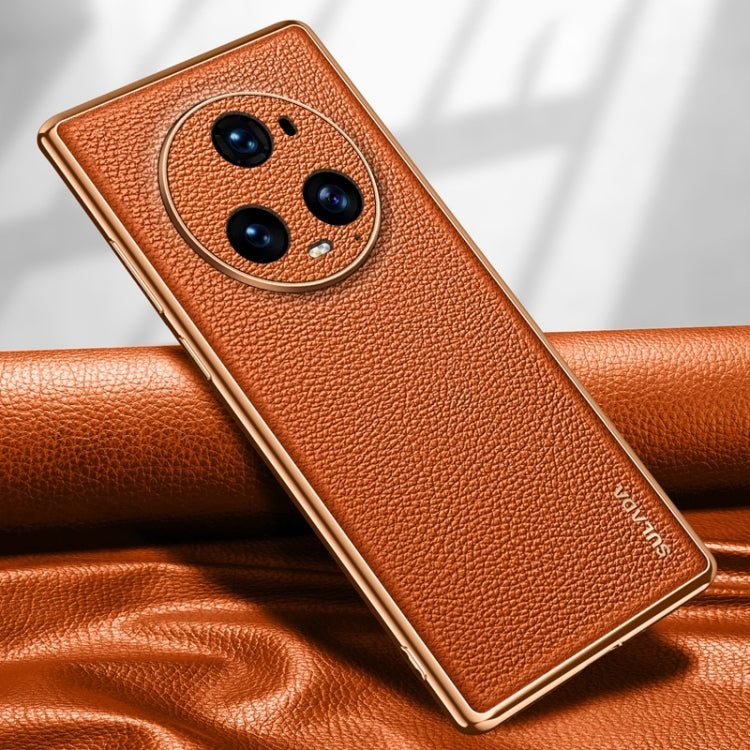 For Honor Magic5 Pro SULADA TPU + Litchi Texture Leather Phone Case(Orange) - Honor Cases by SULADA | Online Shopping UK | buy2fix