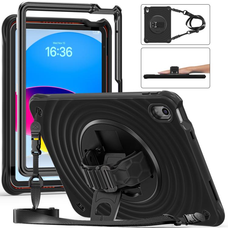 For iPad 2025 / 2022 Rotation Holder Silicone Hybrid PC Tablet Case(Black) - iPad 2025 / 2022 Cases by buy2fix | Online Shopping UK | buy2fix