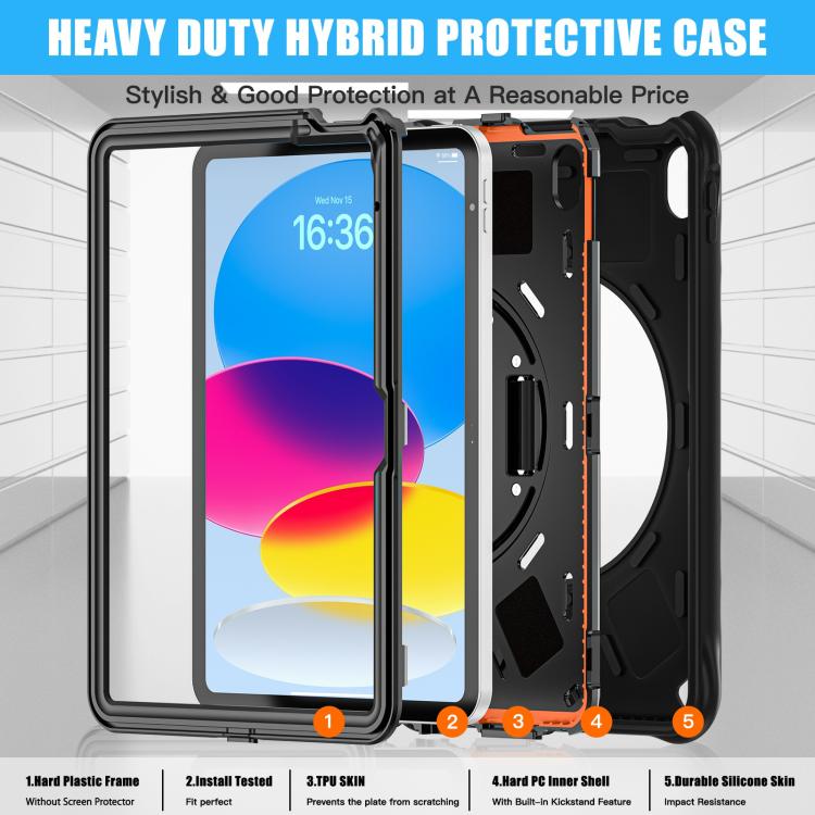 For iPad 2025 / 2022 Rotation Holder Silicone Hybrid PC Tablet Case(Black) - iPad 2025 / 2022 Cases by buy2fix | Online Shopping UK | buy2fix