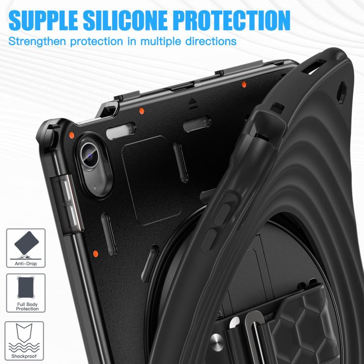 For iPad 2025 / 2022 Rotation Holder Silicone Hybrid PC Tablet Case(Black) - iPad 2025 / 2022 Cases by buy2fix | Online Shopping UK | buy2fix