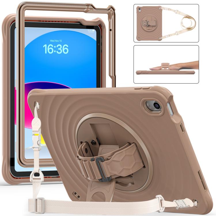 For iPad 2025 / 2022 Rotation Holder Silicone Hybrid PC Tablet Case(Light Coffee) - iPad 2025 / 2022 Cases by buy2fix | Online Shopping UK | buy2fix