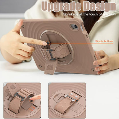 For iPad 2025 / 2022 Rotation Holder Silicone Hybrid PC Tablet Case(Light Coffee) - iPad 2025 / 2022 Cases by buy2fix | Online Shopping UK | buy2fix
