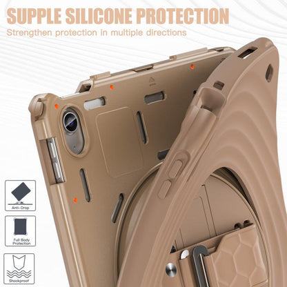 For iPad 2025 / 2022 Rotation Holder Silicone Hybrid PC Tablet Case(Light Coffee) - iPad 2025 / 2022 Cases by buy2fix | Online Shopping UK | buy2fix